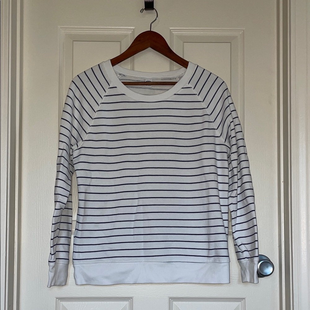 Old Navy white & black striped crewneck sweatshirt